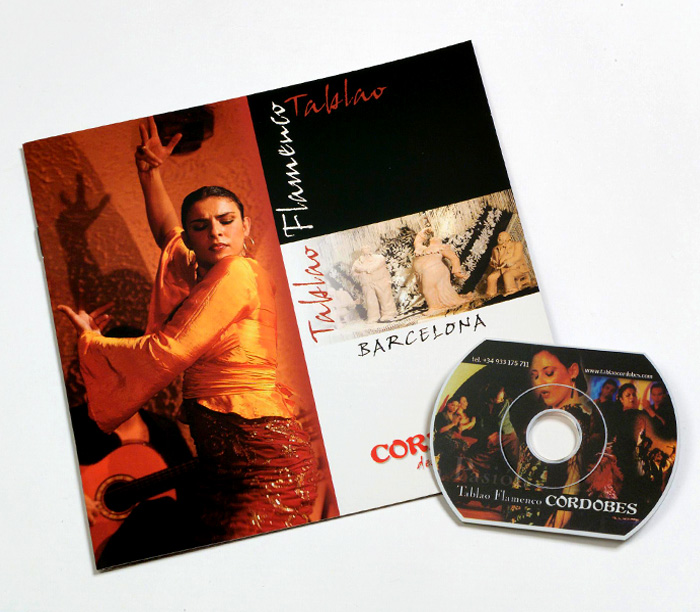 Díptico y CD a juego diseñados para restaurante espectáculo de flamenco