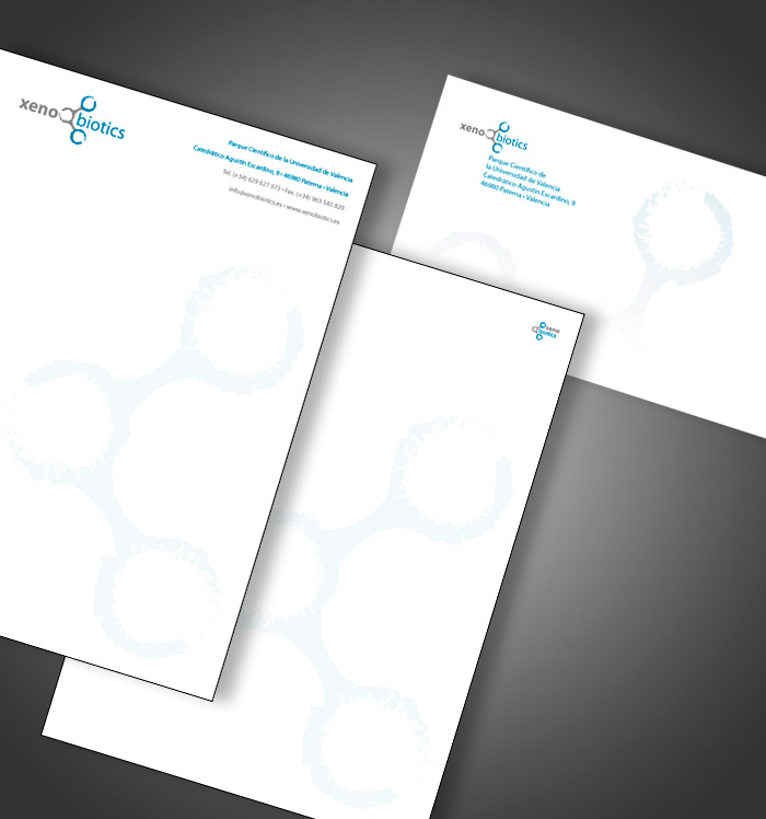 Diseño de papelería digital y sobres para empresa de tests biológicos acuáticos.