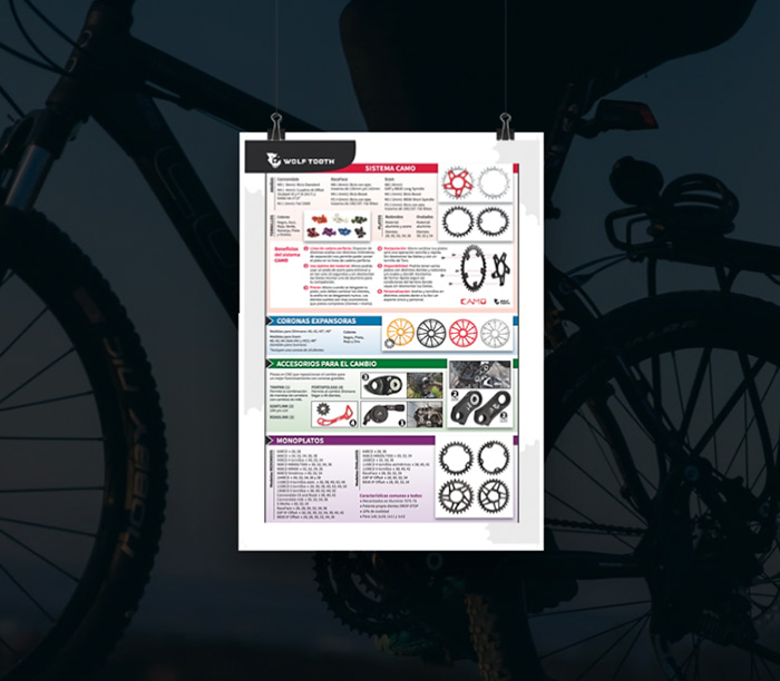LOLA Bike Components > Diseño de póster A3 de piezas y components para bicicletas BTT.