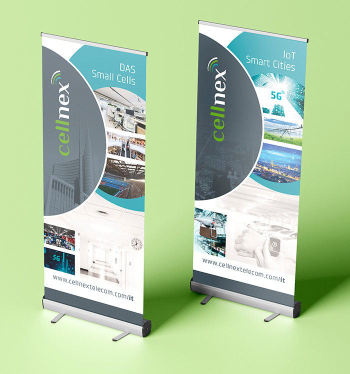 Diseños de rollup con línea estética Cellnex Telecom